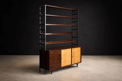 Michel Arnault Bookshelf in Hardwood Metal by Michel Arnault for Mobilia Contempor nea
