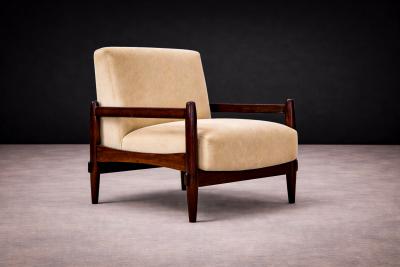 Michel Arnoult Armchair in Imbuia Wood Mohair Michel Arnoult 1960