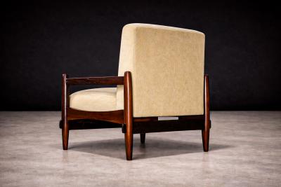 Michel Arnoult Armchair in Imbuia Wood Mohair Michel Arnoult 1960