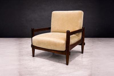 Michel Arnoult Armchair in Imbuia Wood Mohair Michel Arnoult 1960