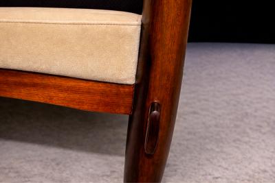 Michel Arnoult Armchair in Imbuia Wood Mohair Michel Arnoult 1960