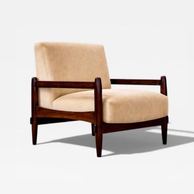 Michel Arnoult Armchair in Imbuia Wood Mohair Michel Arnoult 1960
