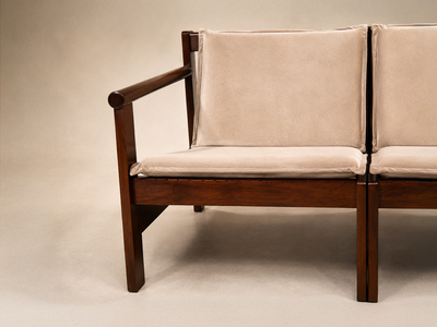 Michel Arnoult Arnoult Ouro Preto Modular Loveseat Pair of Open Arm Lounge Chairs in Imbuia