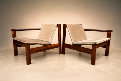 Michel Arnoult Arnoult Ouro Preto Modular Loveseat Pair of Open Arm Lounge Chairs in Imbuia
