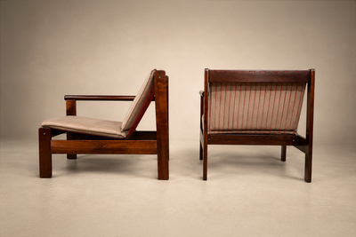 Michel Arnoult Arnoult Ouro Preto Modular Loveseat Pair of Open Arm Lounge Chairs in Imbuia