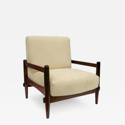 Michel Arnoult Brazilian Mid Century Armchair in Wood and Leather by Michel Arnoult c 1960s