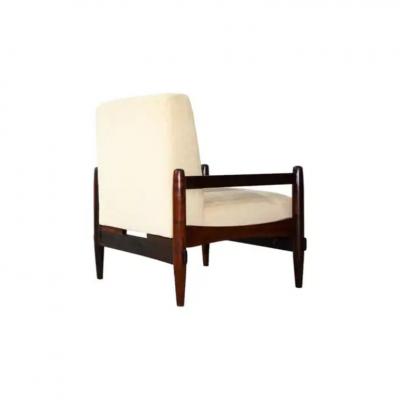 Michel Arnoult Brazilian Mid Century Armchair in Wood and Leather by Michel Arnoult c 1960s