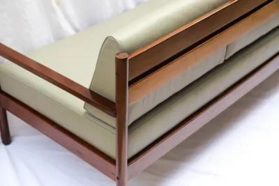 Michel Arnoult Brazilian Modern Sofa in Hardwood and Leather by Michel Arnoult c 1960s