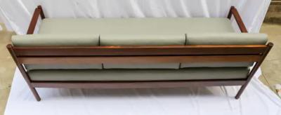 Michel Arnoult Brazilian Modern Sofa in Hardwood and Leather by Michel Arnoult c 1960s