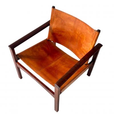 Michel Arnoult PegLev Leather Lounge Chair Brazil 1960
