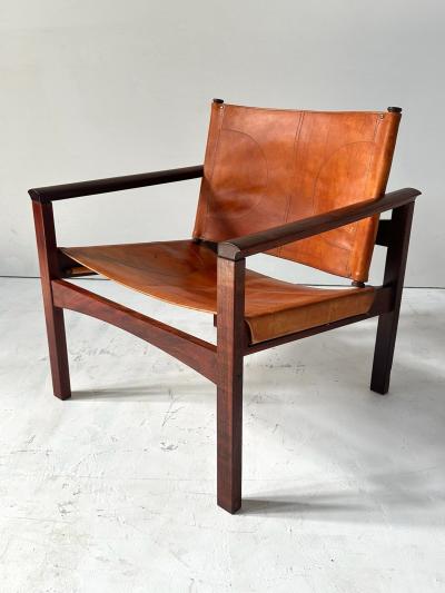 Michel Arnoult PegLev Leather Lounge Chair Brazil 1960