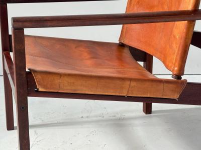 Michel Arnoult PegLev Leather Lounge Chair Brazil 1960