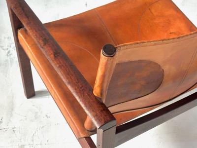Michel Arnoult PegLev Leather Lounge Chair Brazil 1960