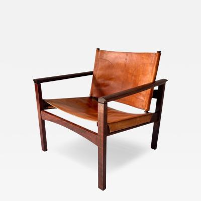 Michel Arnoult PegLev Leather Lounge Chair Brazil 1960