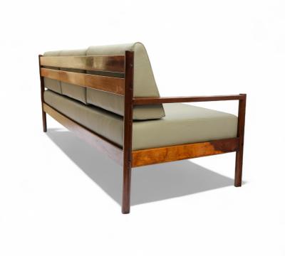 Michel Arnoult Sofa in Imbuia Hardwood Leather by Michel Arnoult 1960s Lot 155