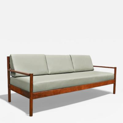 Michel Arnoult Sofa in Imbuia Hardwood Leather by Michel Arnoult 1960s Lot 155