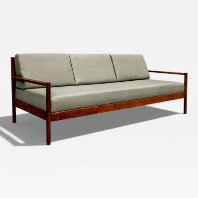 Michel Arnoult Sofa in Imbuia Hardwood Leather by Michel Arnoult 1960s Lot 155