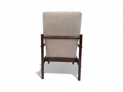 Michel Arnoult Tall Armchair in Imbuia Wood Grey Bocule Michel Arnault 1960s Lot 154A