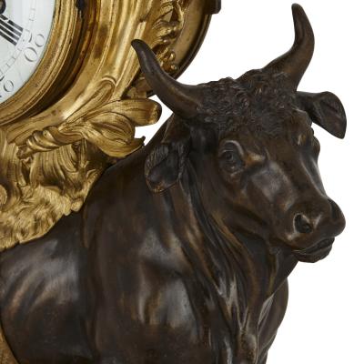 Michel Balthazar Louis XV style gilt and patinated bronze mantel clock by Balthazar