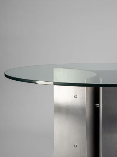 Michel Boyer Michel Boyer circular dining table in steel and glass France 1970s