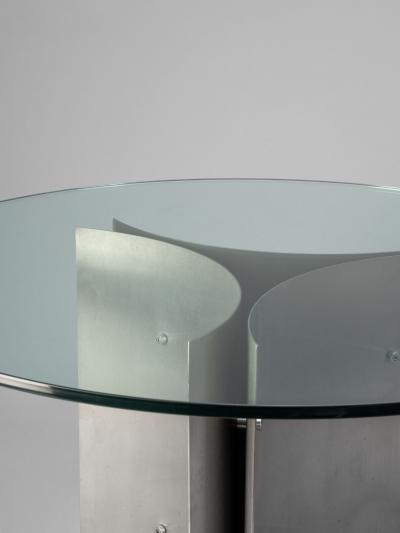 Michel Boyer Michel Boyer circular dining table in steel and glass France 1970s