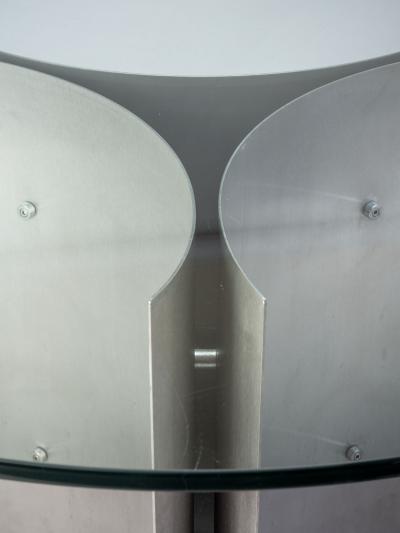 Michel Boyer Michel Boyer circular dining table in steel and glass France 1970s