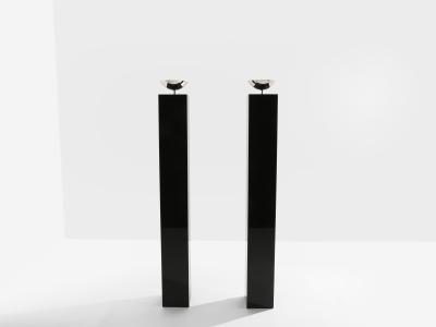 Michel Boyer Michel Boyer pair of black lacquered and nickeled metal floor lamps 1979