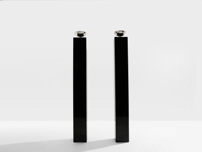 Michel Boyer Michel Boyer pair of black lacquered and nickeled metal floor lamps 1979