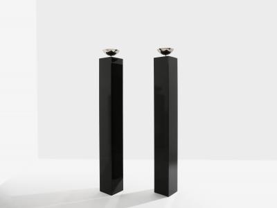 Michel Boyer Michel Boyer pair of black lacquered and nickeled metal floor lamps 1979