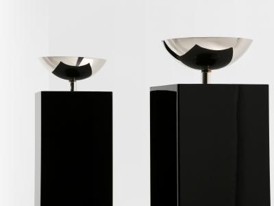 Michel Boyer Michel Boyer pair of black lacquered and nickeled metal floor lamps 1979