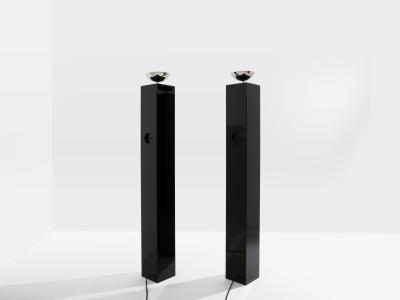 Michel Boyer Michel Boyer pair of black lacquered and nickeled metal floor lamps 1979