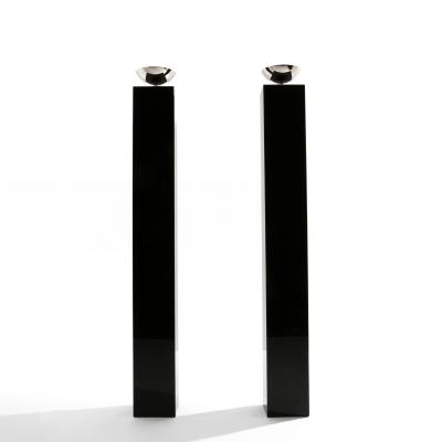Michel Boyer Michel Boyer pair of black lacquered and nickeled metal floor lamps 1979