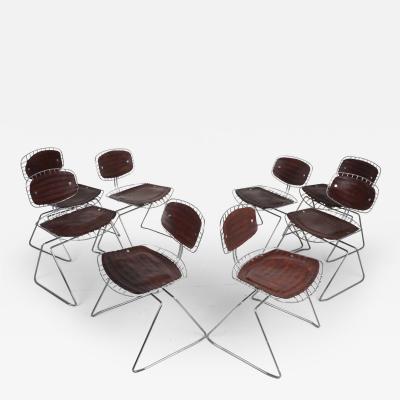 Michel Cadestin Georges Laurent Leather and Metal Beaubourg Chairs by Michel Cadestin and Georges Laurent