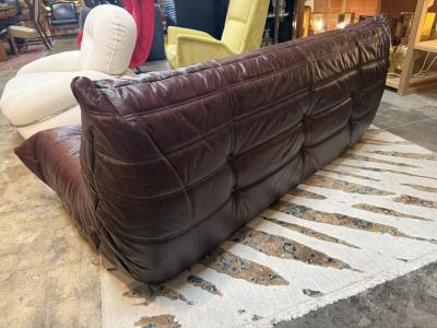 Michel Ducaroy Michel Ducaroy Togo Three Seat Sofa in Deep Brown Leather for Ligne Roset