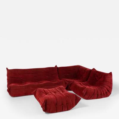 Michel Ducaroy Original Michel Ducaroys Togo Sectional 4 pieces in Bordeaux Red Alcantara