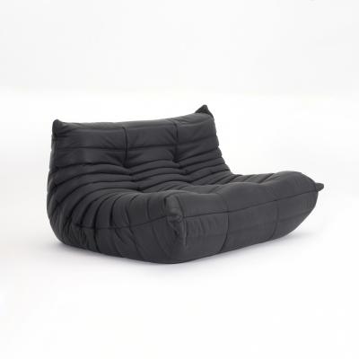 Michel Ducaroy Restored Ligne Roset Togo 5 Piece Sectional Set in Monolith Black Leather