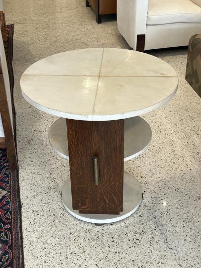 Michel Dufet A Mini Bar Art Deco Side Table in Wood and Goat Skin Top