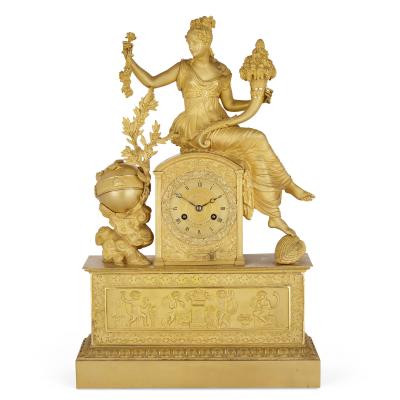 Michel Fran ois Piolaine Empire gilt bronze mantel clock by Michel Fran ois Piolaine