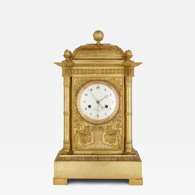 Michel Fran ois Piolaine Large Neoclassical style gilt bronze mantel clock by Piolaine