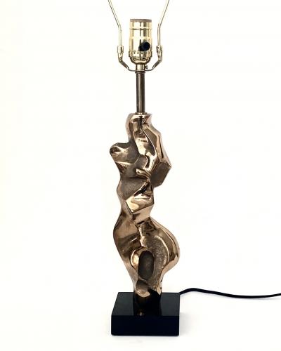 Michel Jaubert Michel Jaubert Signed French Cast Bronze Sculptural Table Lamp