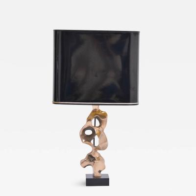 Michel Jaubert Sculptural 1970s French Bronze table lamp by Michel Jaubert