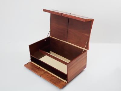 Michel Lefevre veneer marquetry cabinet bar chest 1960