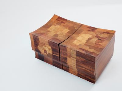 Michel Lefevre veneer marquetry cabinet bar chest 1960