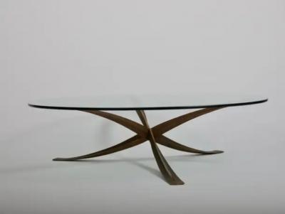 Michel Mangematin Michel Mangematin cast bronze coffee cocktail table France c1962