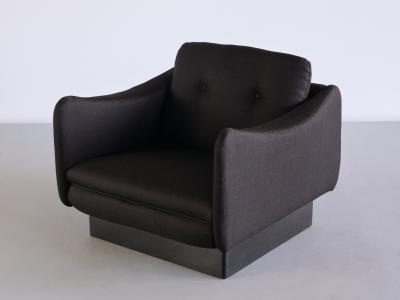 Michel Mortier Michel Mortier Teckel Lounge Chair in Black Wool Wood Steiner France 1963