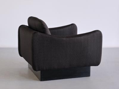 Michel Mortier Michel Mortier Teckel Lounge Chair in Black Wool Wood Steiner France 1963