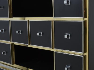 Michel Pigneres Michel Pigneres brass chrome black cabinet secretaire 1970s