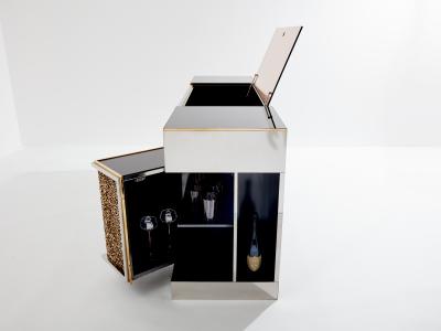 Michel Pigneres Michel Pigneres brass mirrored leopard bar sideboard 1969