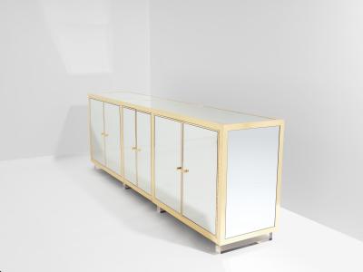 Michel Pigneres Michel Pigneres brass mirrored lucite feet sideboard 1970s
