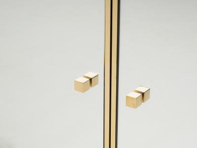 Michel Pigneres Michel Pigneres brass mirrored lucite feet sideboard 1970s